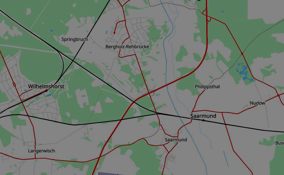 Karte des südlichen Raumes um Potsdam. Openstreetmap.org